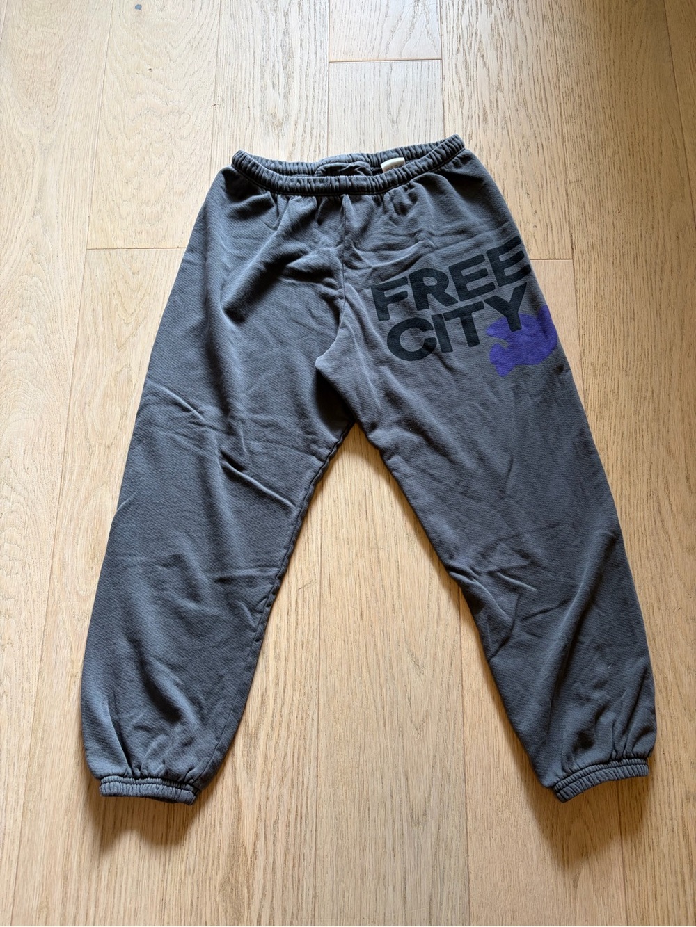 Free City cropped Charcoal Gray Joggers with Purple Accent